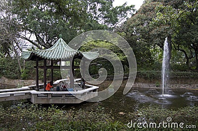 Kowloon Park Hong Kong people painting Editorial Stock Photo