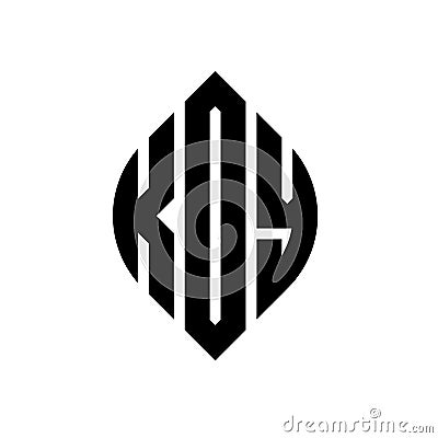 KOY circle letter logo design with circle and ellipse shape. KOY ellipse letters with typographic style. The three initials form a Vector Illustration
