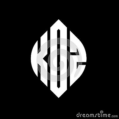 KOZ circle letter logo design with circle and ellipse shape. KOZ ellipse letters with typographic style. The three initials form a Vector Illustration