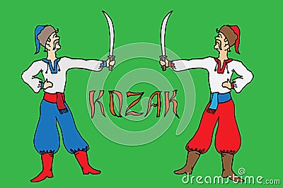 Kozak warrior. Ethnic soldier of Ukraine Cartoon Illustration