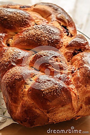 Kozunak - traditional Easter bread in Bulgaria. Kozunak Kozunak - traditional Easter bread in Bulgaria. Kozunak is a sweet ritual Stock Photo