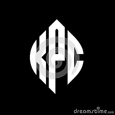KPC circle letter logo design with circle and ellipse shape. KPC ellipse letters with typographic style. The three initials form a Vector Illustration