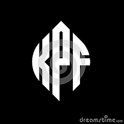 KPF circle letter logo design with circle and ellipse shape. KPF ellipse letters with typographic style. The three initials form a Vector Illustration