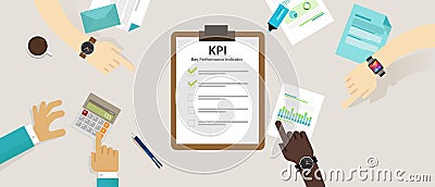 Kpi key performance indicator business concept evaluation strategy plan measure hr Vector Illustration