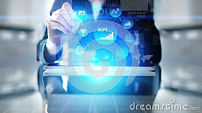 KPI - Key performance indicator. Business and industrial analysis. Internet and technology concept on virtual screen. Stock Photo