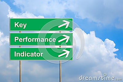 KPI or Key Performance indicator on green road sign Stock Photo