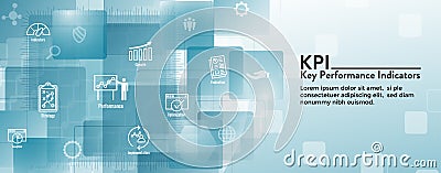 KPI - Key Performance Indicators Web Header Banner and Icon set Vector Illustration