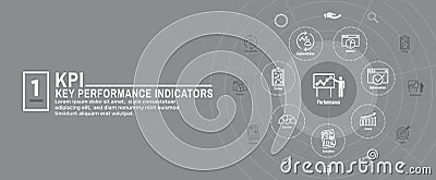 KPI - Key Performance Indicators Web Header Banner and Icon set Vector Illustration