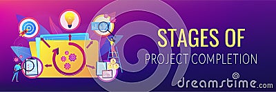 Project life cycle concept banner header Vector Illustration