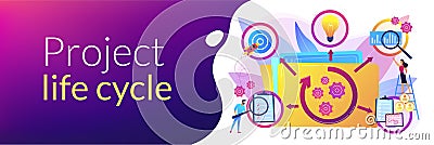 Project life cycle concept banner header Vector Illustration