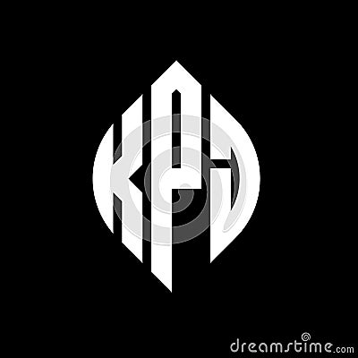 KPJ circle letter logo design with circle and ellipse shape. KPJ ellipse letters with typographic style. The three initials form a Vector Illustration