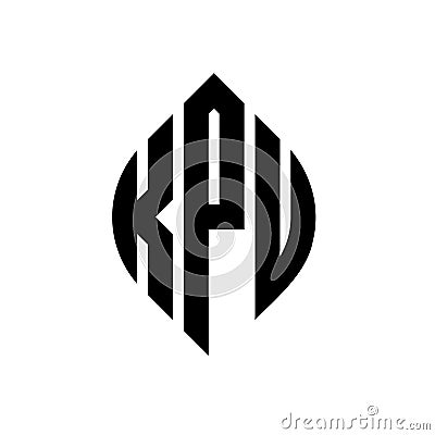 KPU circle letter logo design with circle and ellipse shape. KPU ellipse letters with typographic style. The three initials form a Vector Illustration