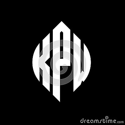 KPW circle letter logo design with circle and ellipse shape. KPW ellipse letters with typographic style. The three initials form a Vector Illustration