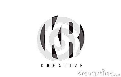 KR K R White Letter Logo Design with Circle Background. Vector Illustration