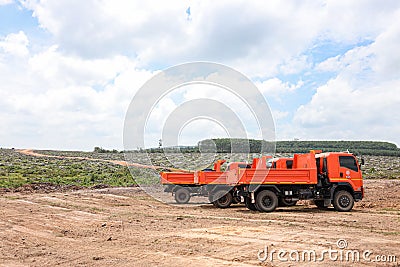 Truck and Heavy equipment by Agricultural Land Reform Office prepare to build infrastructure Editorial Stock Photo