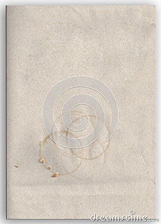 Kraft envelope with coffee stains and crumbs Stock Photo