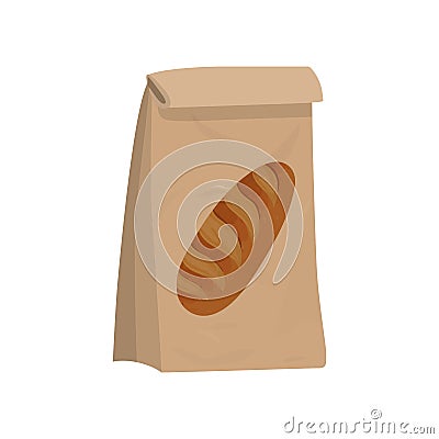 Kraft paper bag for bread Vector Illustration