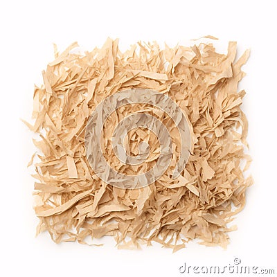 Kraft paper has been arranged as background filler, with sawdust Stock Photo