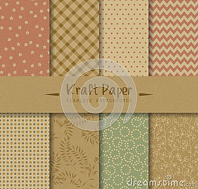 Kraft Paper Seamless Backgrounds Vector Illustration