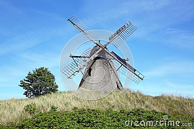 Kragskov windmill from 1870, is an old Dutch wildmill located in Skagen, Denmark Stock Photo