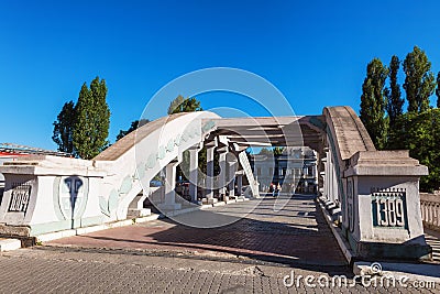 Kragujevac, Serbia - July 18, 2016: Stara Livnica, locates near old factory in Kragujevac, Serbia. Wonderful building and bridge o Editorial Stock Photo