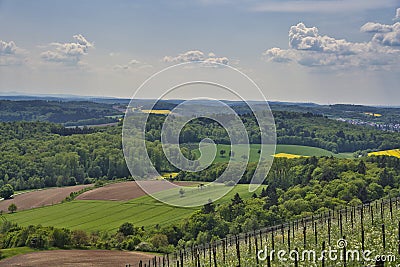 Kraichgau landscape, the Toscana of Germany, view over Eichelberg, Oestringen in May Stock Photo