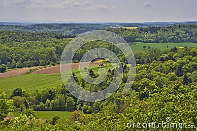 Kraichgau landscape, the Toscana of Germany, view over Eichelberg, Oestringen in May Stock Photo