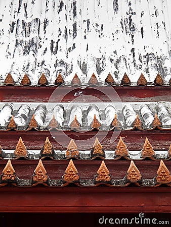 Krajang-on Thai roof-wat Yai Suwannaram Stock Photo