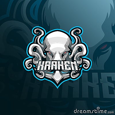 Kraken mascot logo design vector with modern illustration concept style for badge, emblem and tshirt printing. octopus Vector Illustration