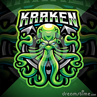 Kraken octopus esport mascot logo design Vector Illustration