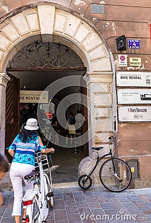 Krakow (Cracow)-bike rental Editorial Stock Photo