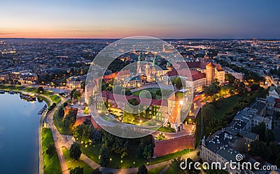 Aerial view of Wawel Castle in Krakow, Poland Stock Photo