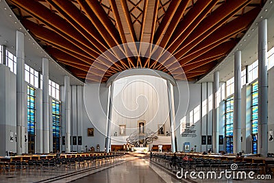 Interior of Sanctuary of Divine Mercy in Lagiewniki in city Krakow, Poland Editorial Stock Photo