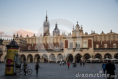 10.05.2015 Krakow Poland - Church St. Mary and Cloth Hall main Market Square city Editorial Stock Photo