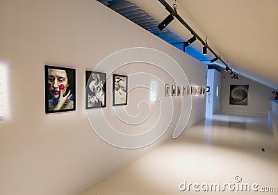 Krakow, Poland - January 15, 2024: Interior of a painting art gallery in museum of photography Editorial Stock Photo