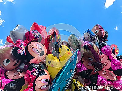 Balloons, popular cartoons close-up in Cracow Editorial Stock Photo