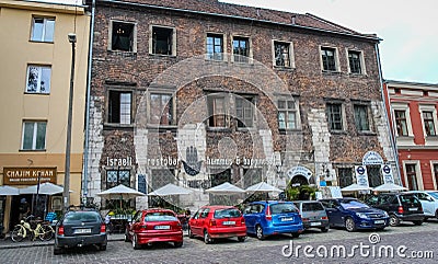 Hamsa at Szeroka street and square, Kazimierz, Jewish Quarter, Krakow, Poland Editorial Stock Photo