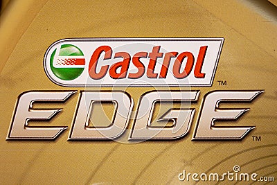 Krakow, Poland - June 16, 2020: Castrol Edge logo motor oil Editorial Stock Photo