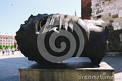 KRAKOW, POLAND - JUNE 03, 2019: Giant bronze sculpture Editorial Stock Photo