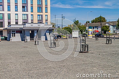 KRAKOW, POLAND - SEPTEMBER 4, 2016: Krakow Ghetto Memorial at Plac Bohaterow Getta Ghetto Heroes` Square in Krakow Editorial Stock Photo