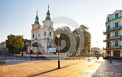 Krakow, square Matejko with the churches of St. Florian, Poland Stock Photo