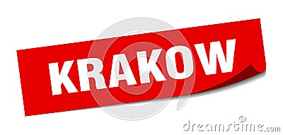 Krakow sticker. Krakow square peeler sign. Vector Illustration