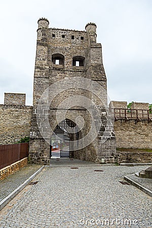 Krakowska Gate, part of the defensive walls, Szydlow, Poland. Editorial Stock Photo