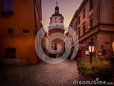 Krakowska Gate in Lubin Editorial Stock Photo