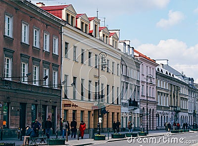 Krakowskie PrzedmieÅ›cie Street in Warsaw Editorial Stock Photo