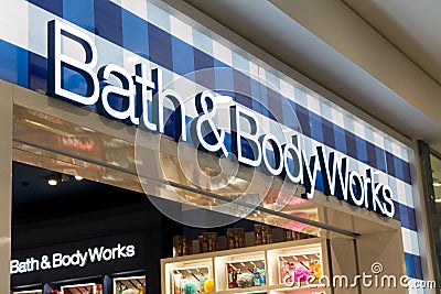 Bath and body works logo on Bath and body works shop Editorial Stock Photo