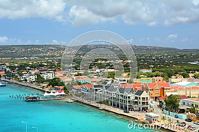 Kralendijk, capital city of Bonaire view from cruise ship Editorial Stock Photo