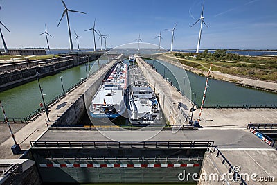 Krammersluizen lake krammer. Drone photograpy from the delta works in Zeeland in the Netherlands Stock Photo