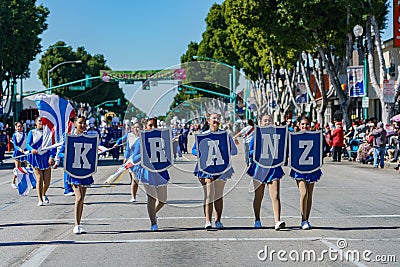 Kranz Intermediate School Marching band parade in the Camellia Festival Editorial Stock Photo
