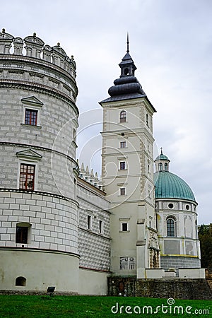 Krasicki Palace in Krasiczyn. The castle has belonged to several noble Polish families, and was visited by many Polish kings Stock Photo